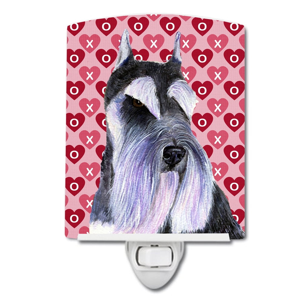 Schnauzer Hearts Love & Valentines Day Portrait Ceramic Night Light