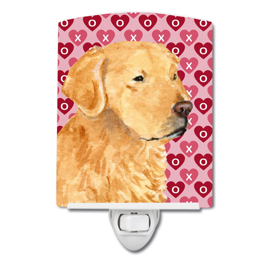 Golden Retriever Hearts Love Valentines Day Ceramic Night Light