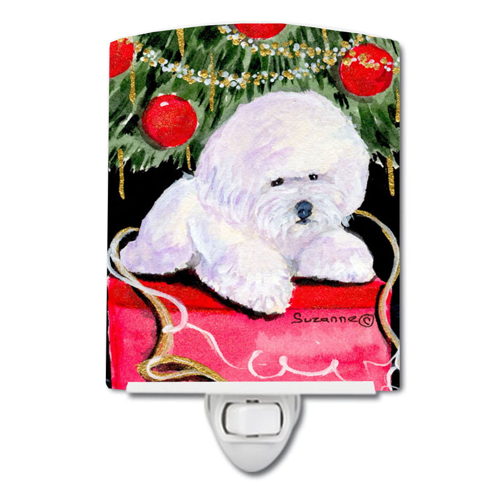 SS8957CNL Christmas Tree with Bichon Frise Ceramic Night Light