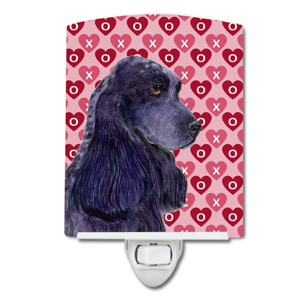 Black Cocker Spaniel Hearts Love Valentines Day Ceramic Night Light