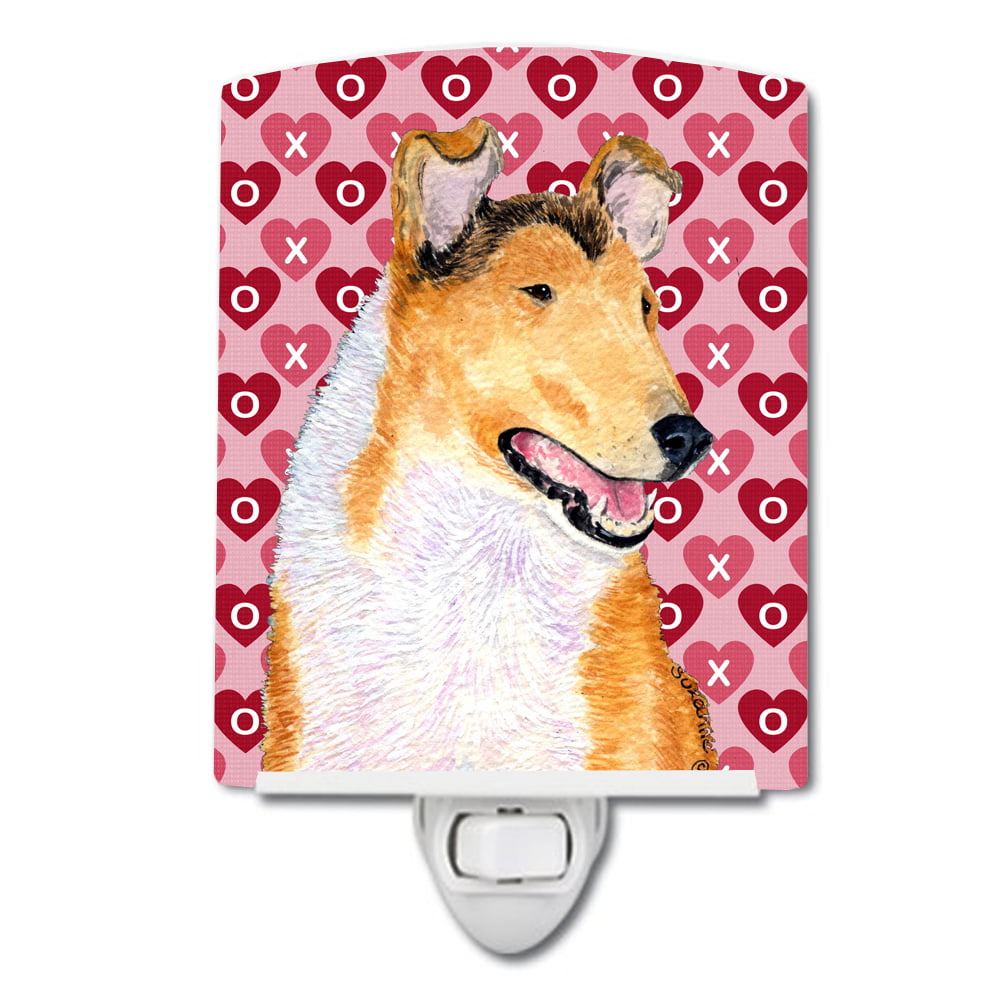 Collie Smooth Hearts Love & Valentines Day Portrait Ceramic Night Light