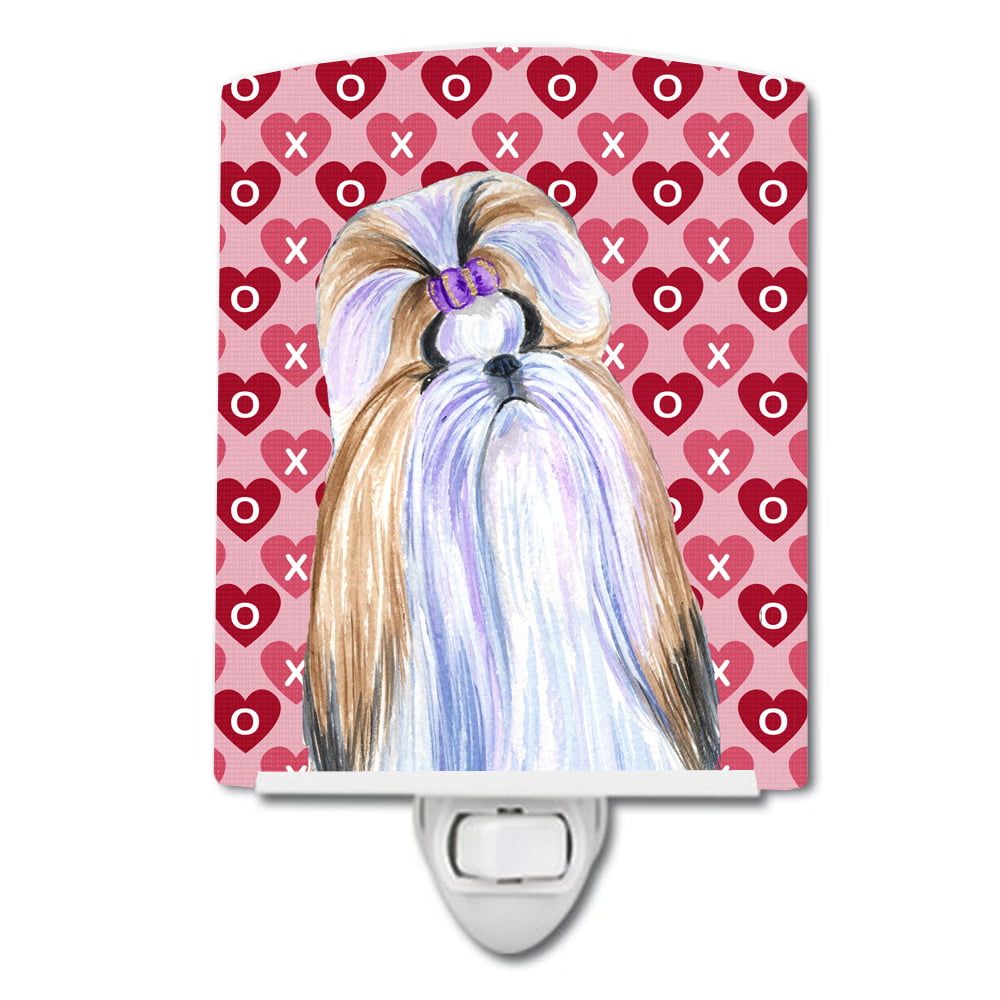 Shih Tzu Hearts Love & Valentines Day Portrait Ceramic Night Light