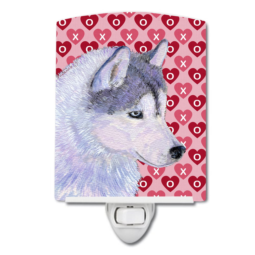 Siberian Husky Hearts Love Valentines Day Ceramic Night Light
