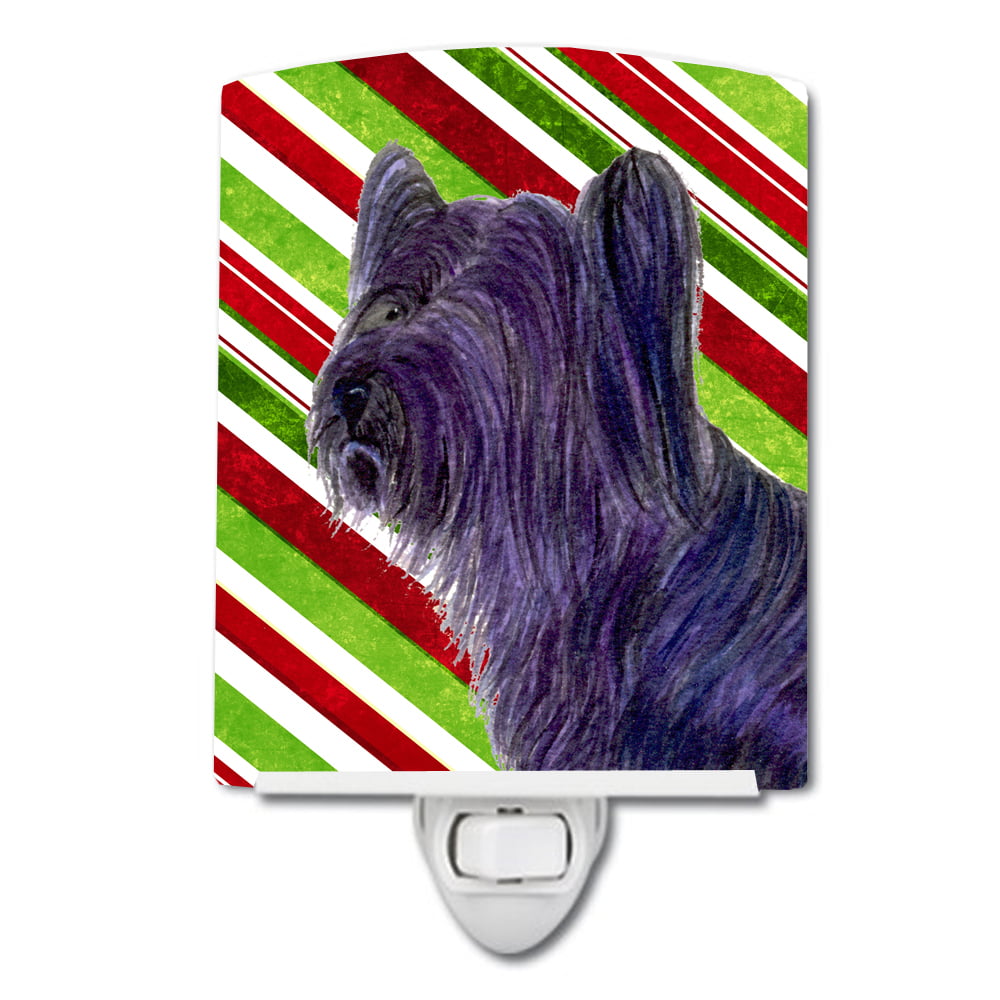 Skye Terrier Candy Cane Holiday Christmas Ceramic Night Light