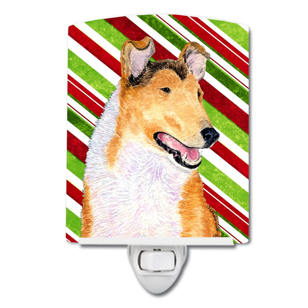 Collie Smooth Candy Cane Holiday Christmas Ceramic Night Light
