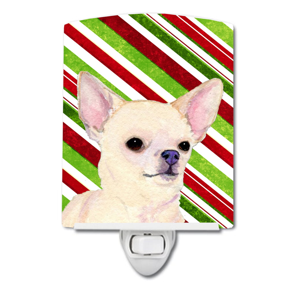 Chihuahua Candy Cane Holiday Christmas Ceramic Night Light