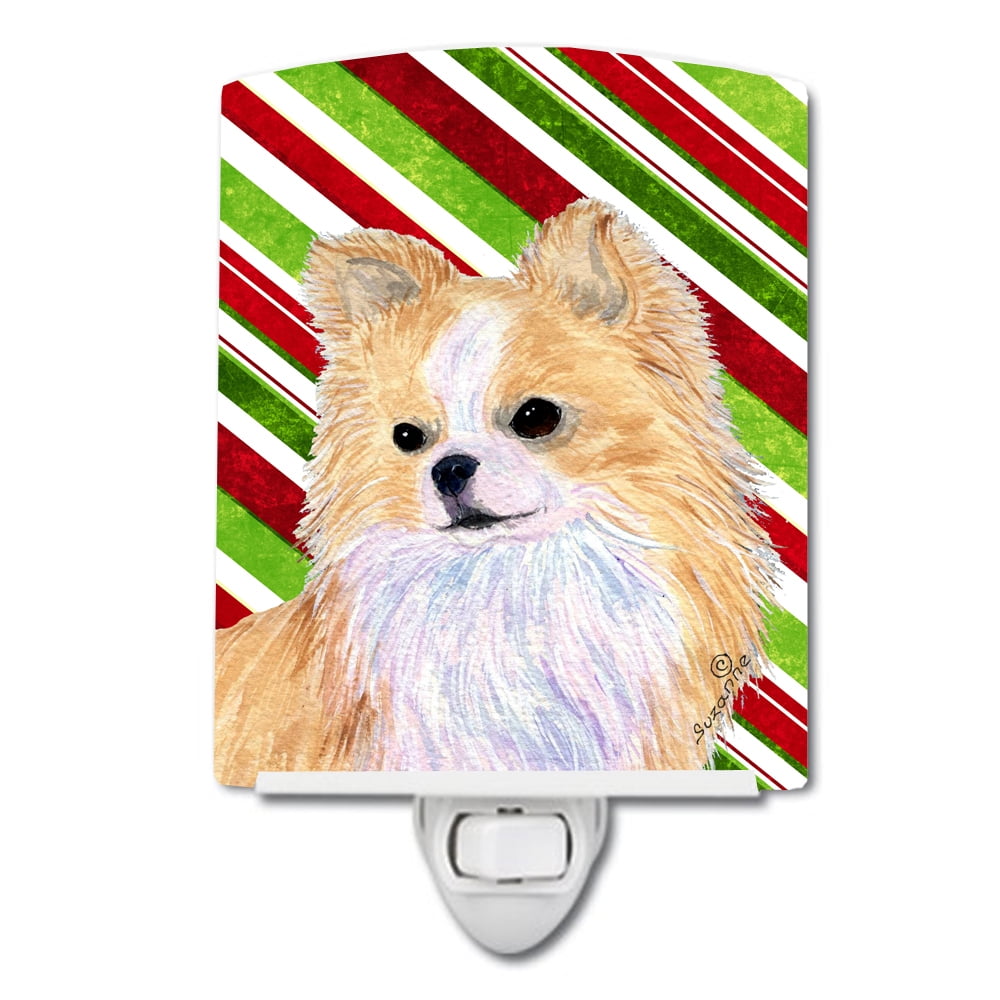 Chihuahua Candy Cane Holiday Christmas Ceramic Night Light