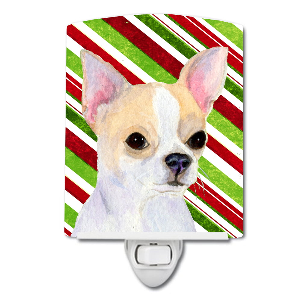 Chihuahua Candy Cane Holiday Christmas Ceramic Night Light