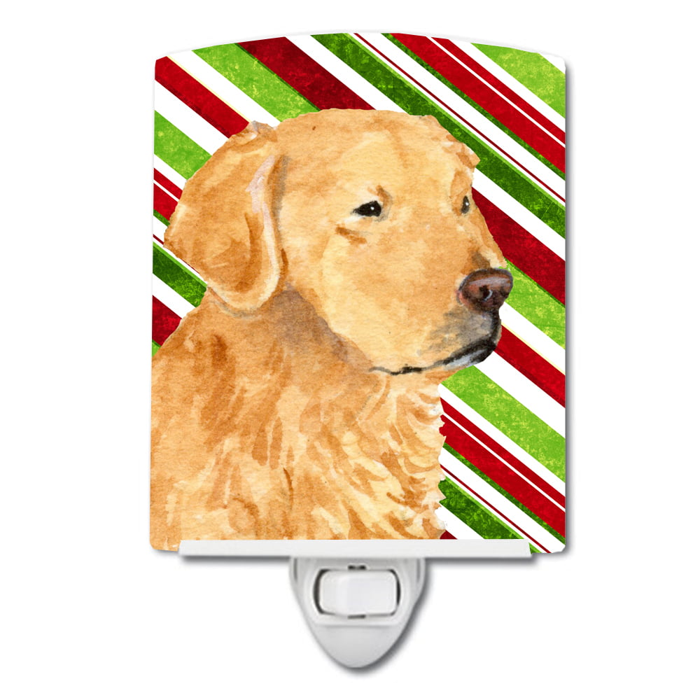 Golden Retriever Candy Cane Holiday Christmas Ceramic Night Light