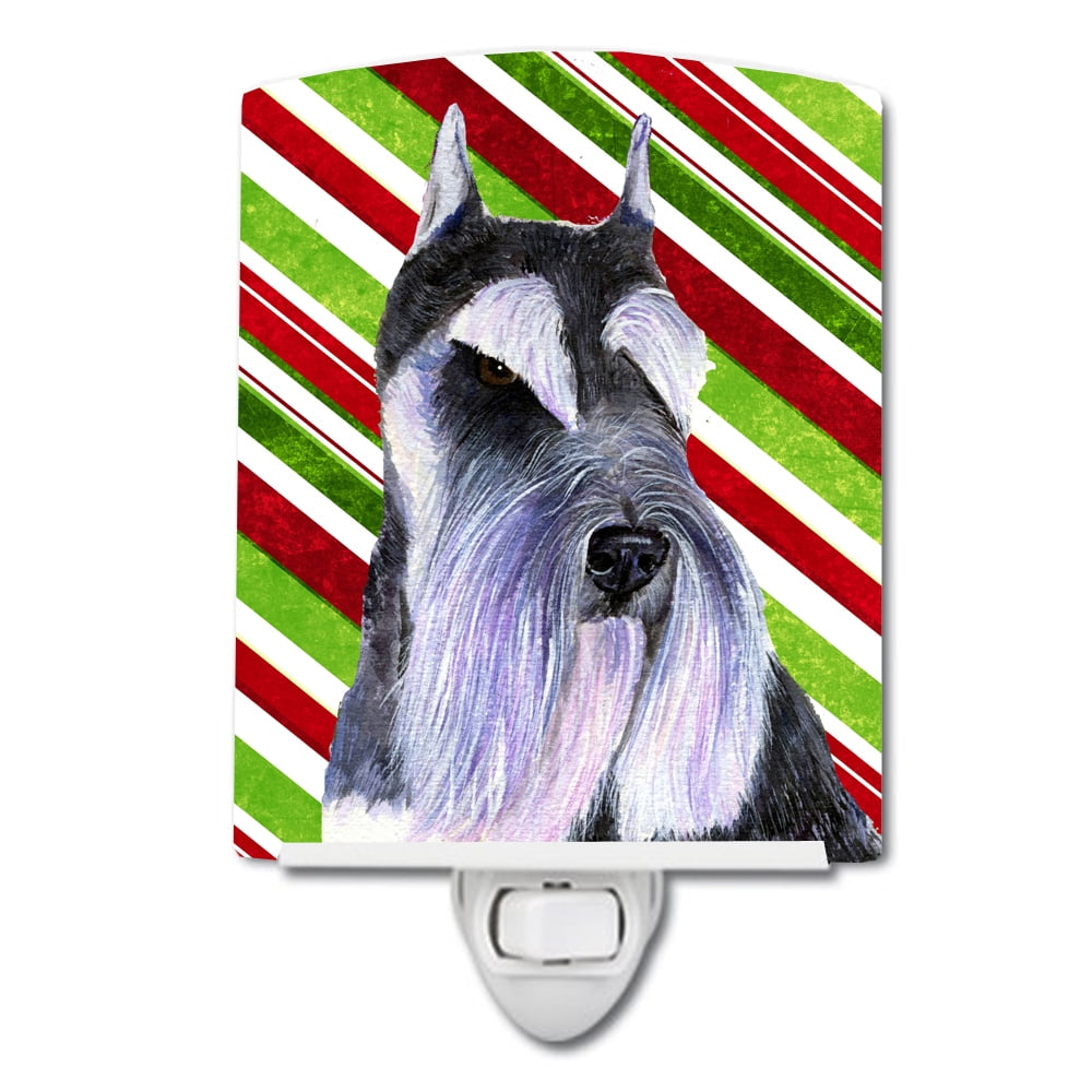 Schnauzer Candy Cane Holiday Christmas Ceramic Night Light