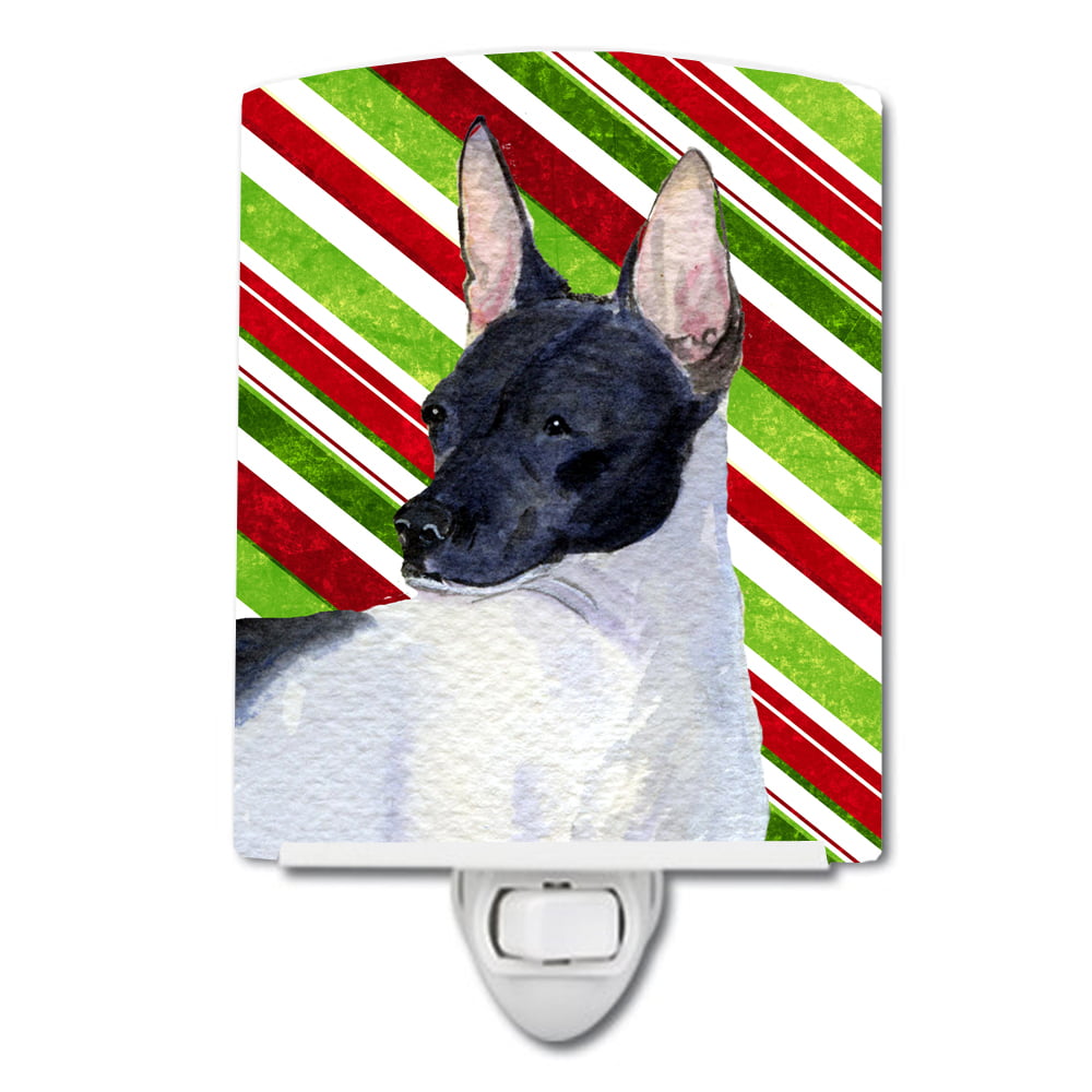 Rat Terrier Candy Cane Holiday Christmas Ceramic Night Light