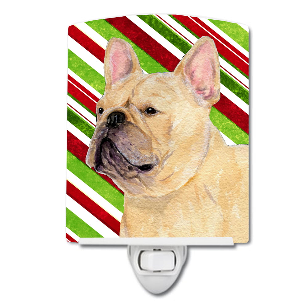 French Bulldog Candy Cane Holiday Christmas Ceramic Night Light