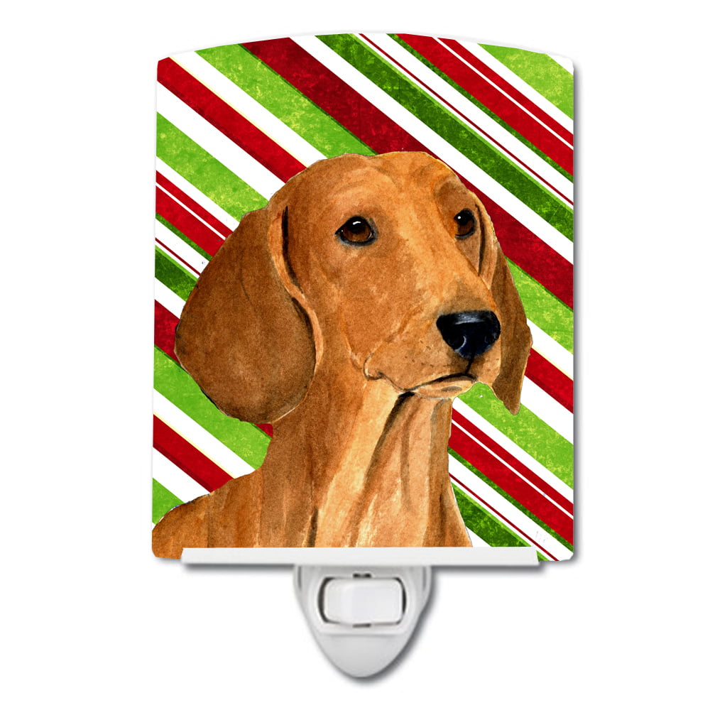 Dachshund Candy Cane Holiday Christmas Ceramic Night Light