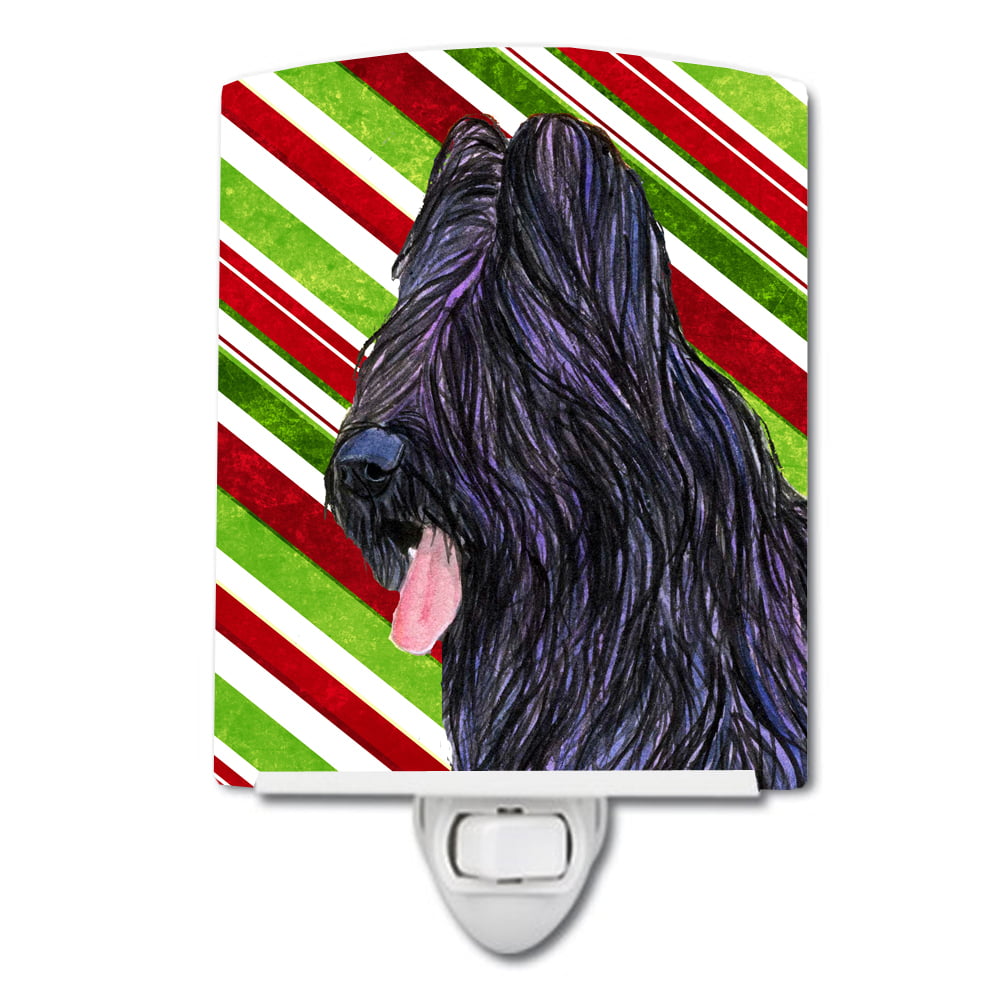 Briard Candy Cane Holiday Christmas Ceramic Night Light