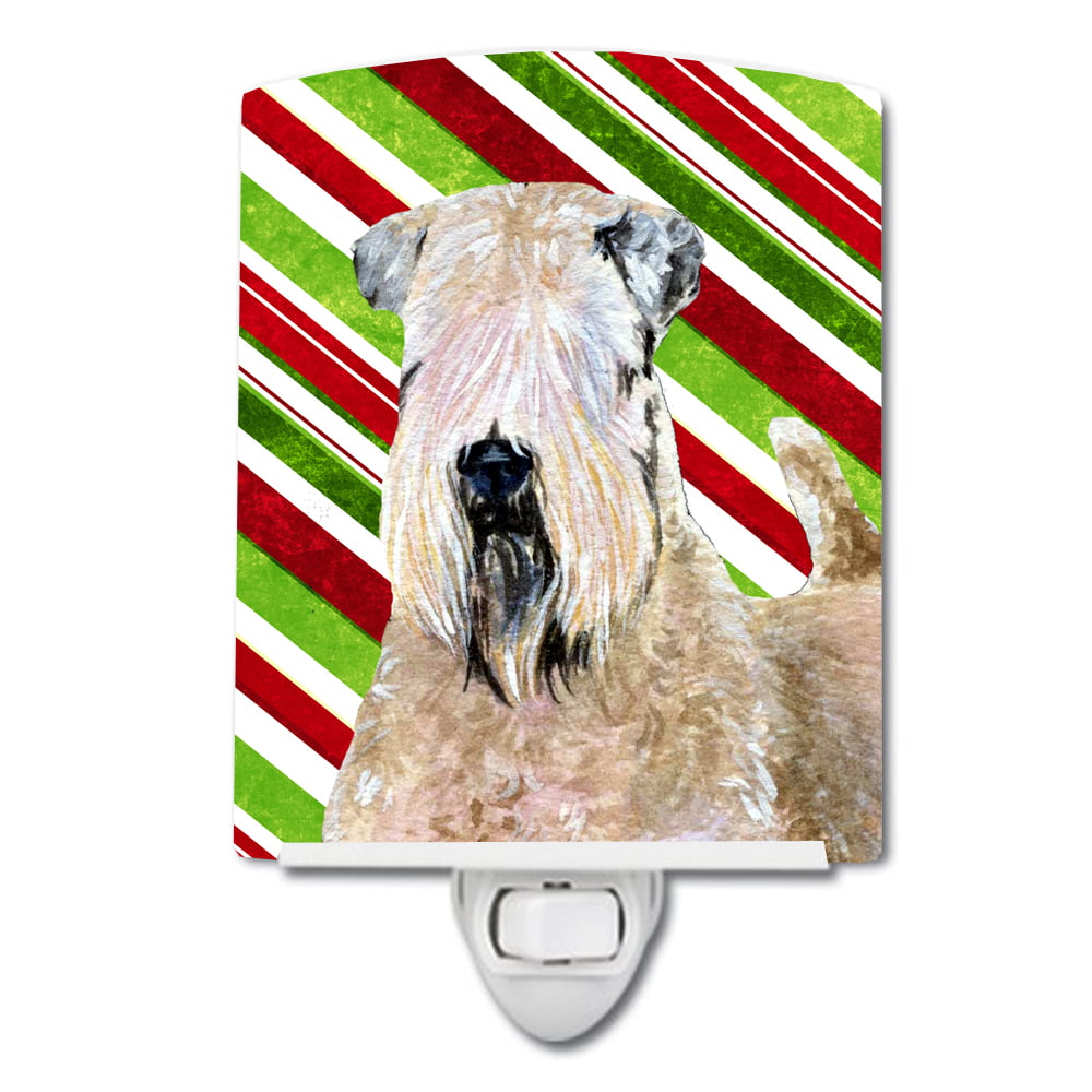Wheaten Terrier Soft Coated Candy Cane Holiday Christmas Ceramic Night Light