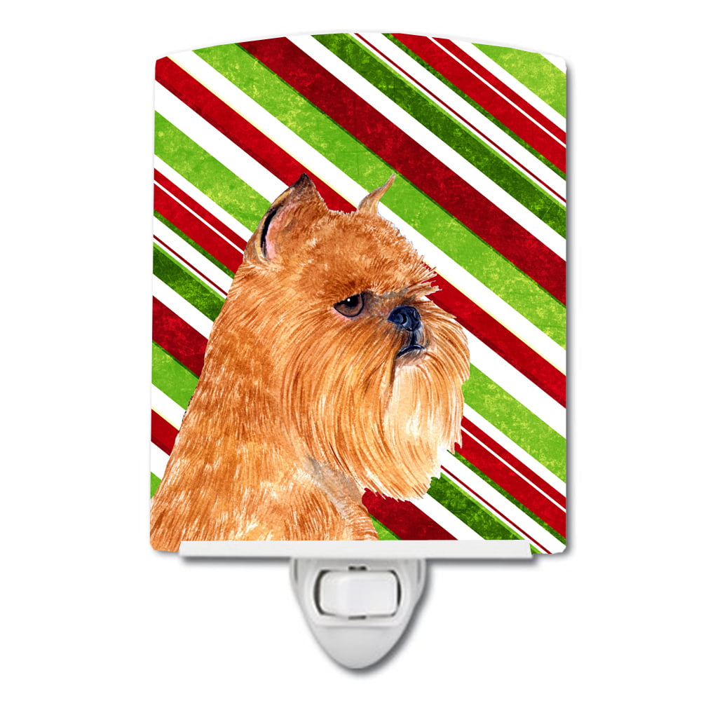 Brussels Griffon Candy Cane Holiday Christmas Ceramic Night Light