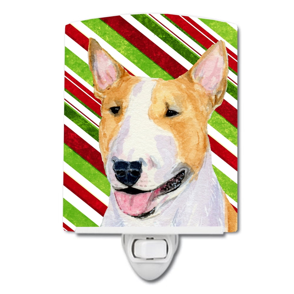 Bull Terrier Candy Cane Holiday Christmas Ceramic Night Light