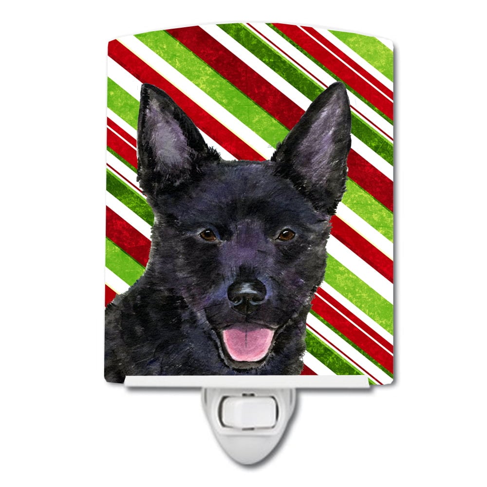 Australian Kelpie Candy Cane Holiday Christmas Ceramic Night Light