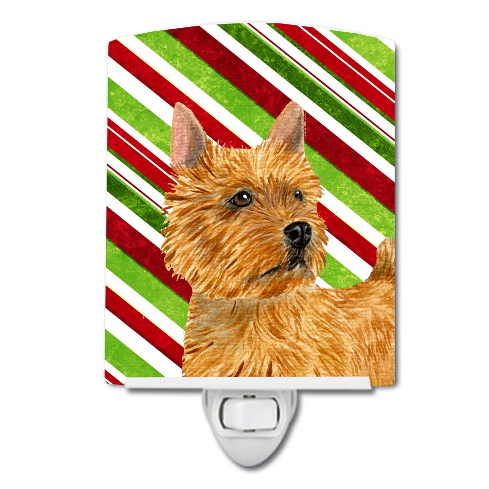 Norwich Terrier Candy Cane Holiday Christmas Ceramic Night Light