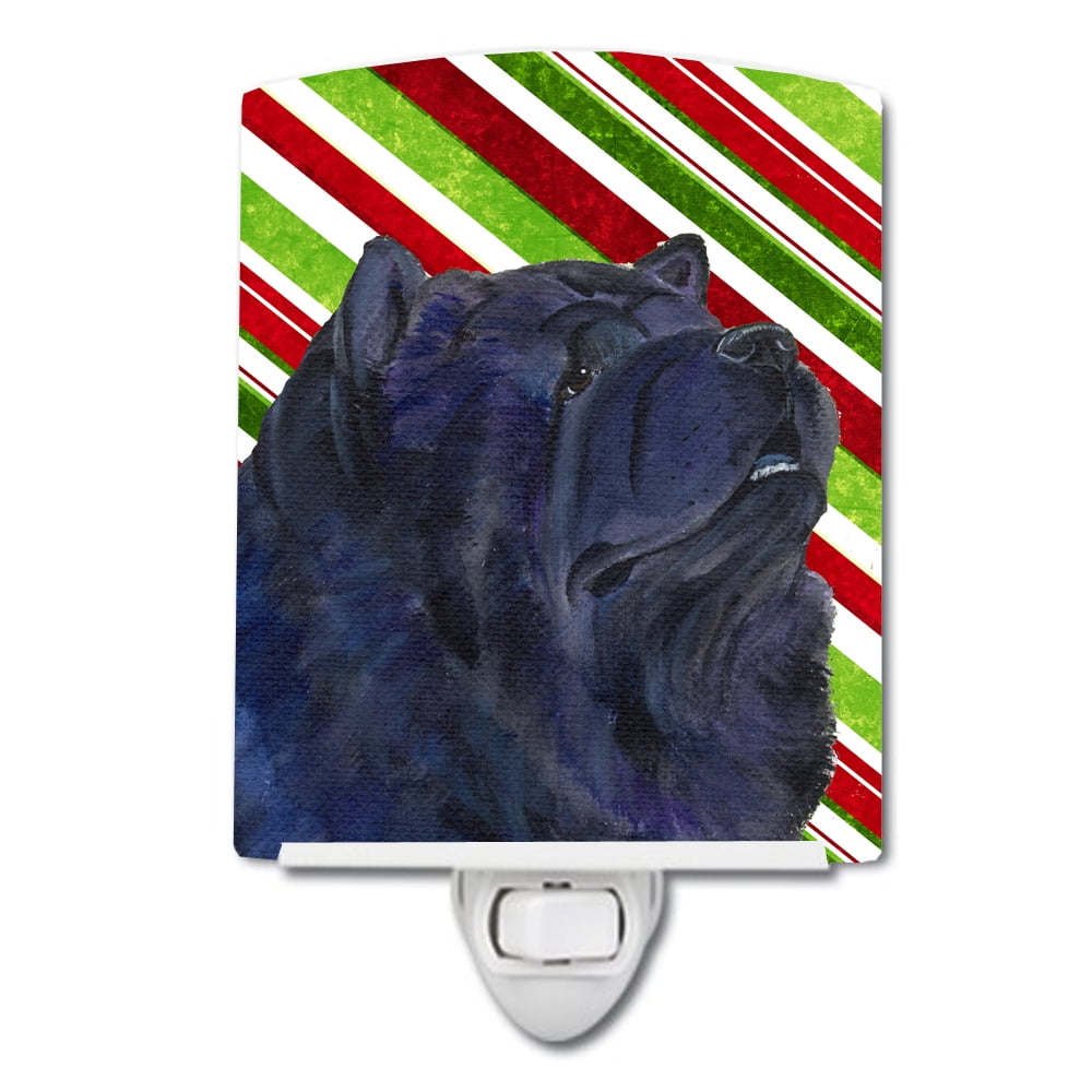 Chow Chow Candy Cane Holiday Christmas Ceramic Night Light