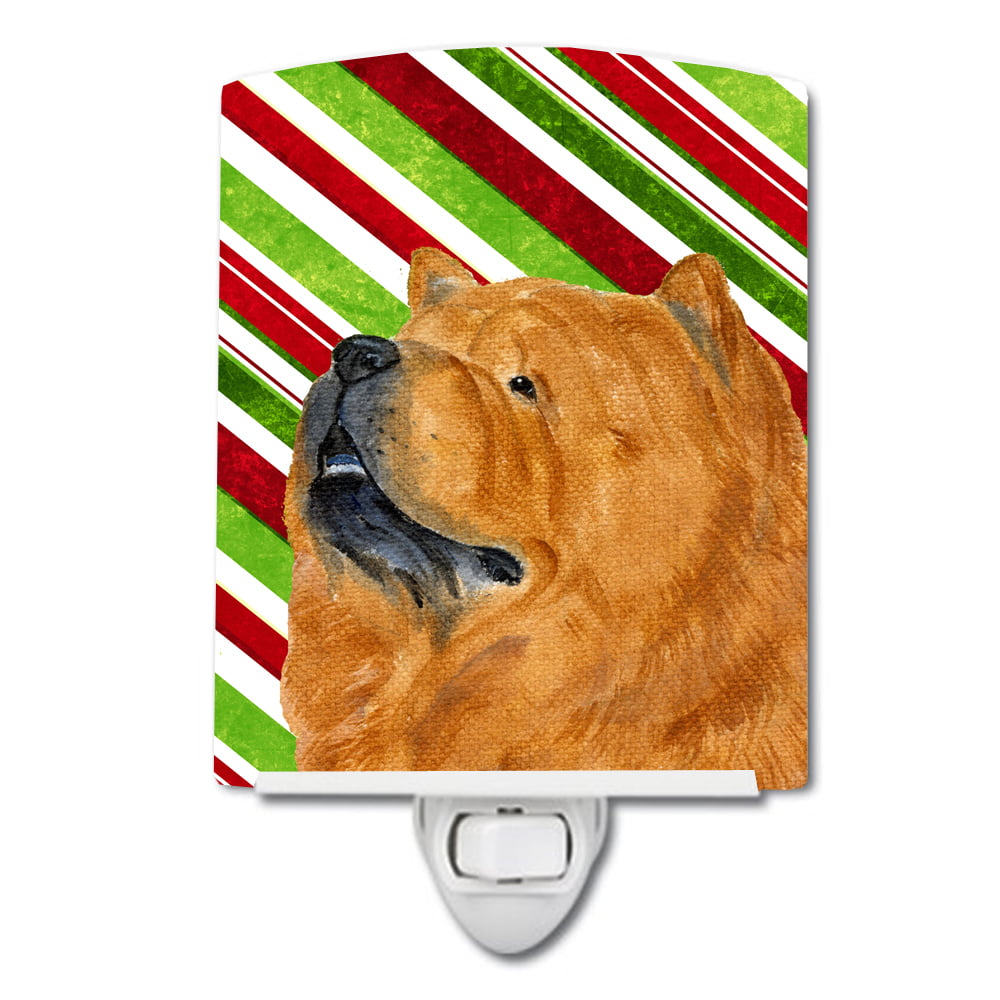 Chow Chow Candy Cane Holiday Christmas Ceramic Night Light