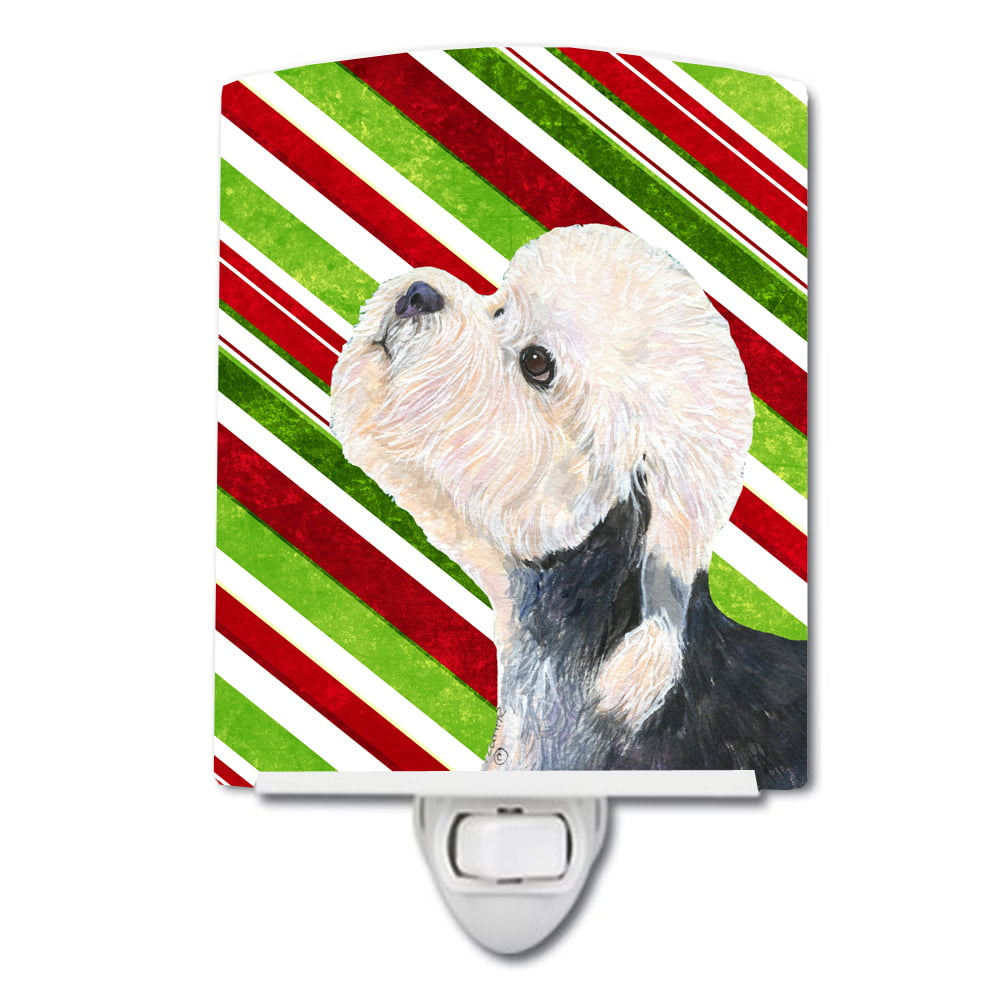 Dandie Dinmont Terrier Candy Cane Holiday Christmas Ceramic Night Light