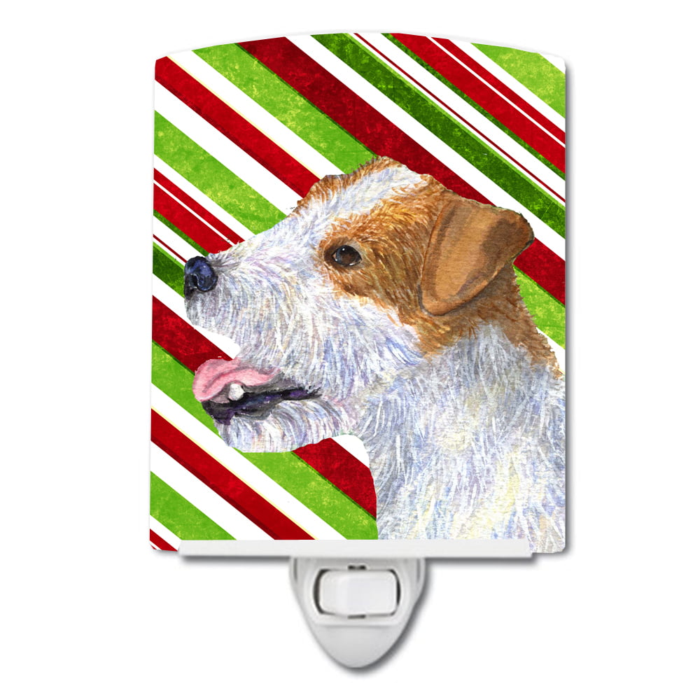 Jack Russell Terrier Candy Cane Holiday Christmas Ceramic Night Light