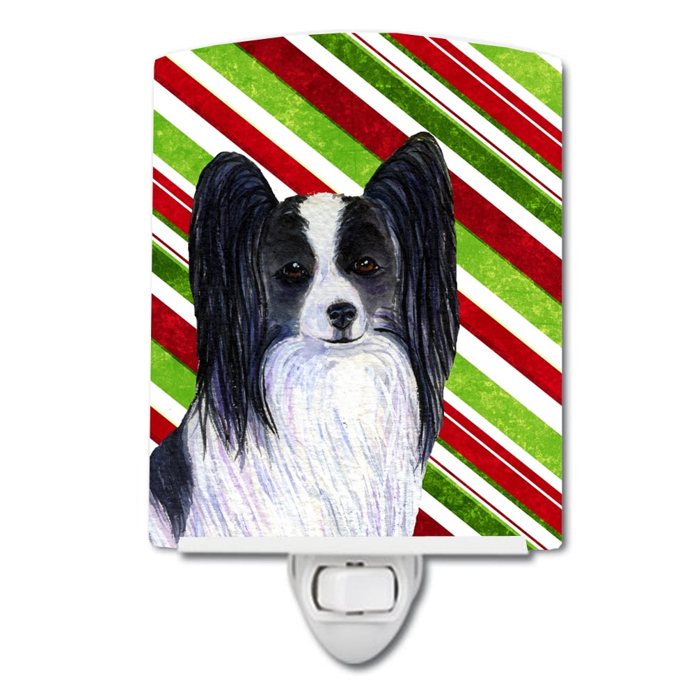 Papillon Candy Cane Holiday Christmas Ceramic Night Light