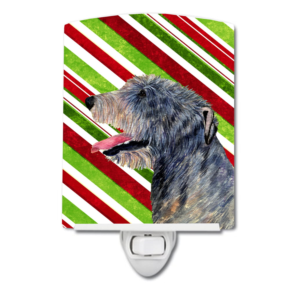 Irish Wolfhound Candy Cane Holiday Christmas Ceramic Night Light
