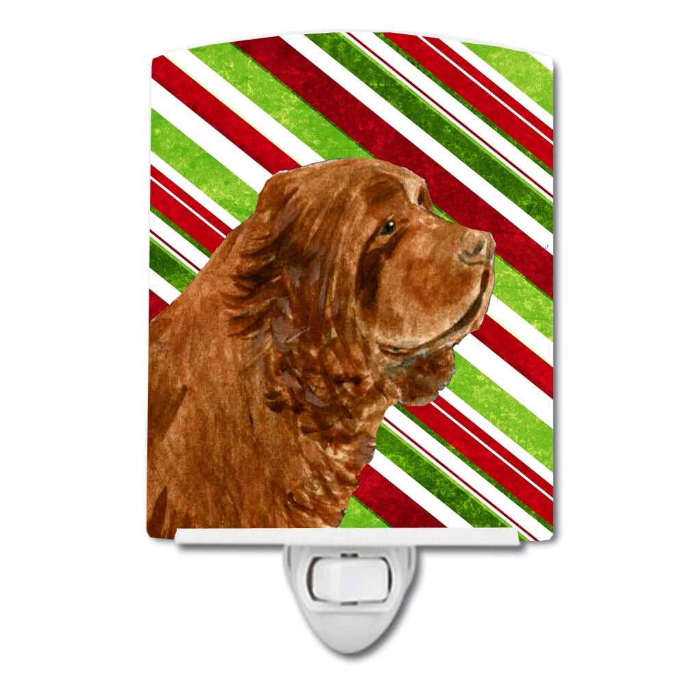 Sussex Spaniel Candy Cane Holiday Christmas Ceramic Night Light