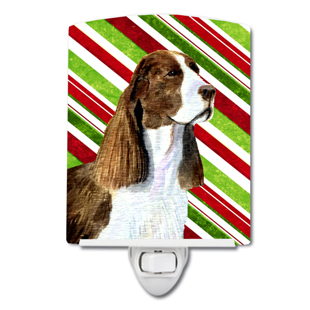 Springer Spaniel Candy Cane Holiday Christmas Ceramic Night Light