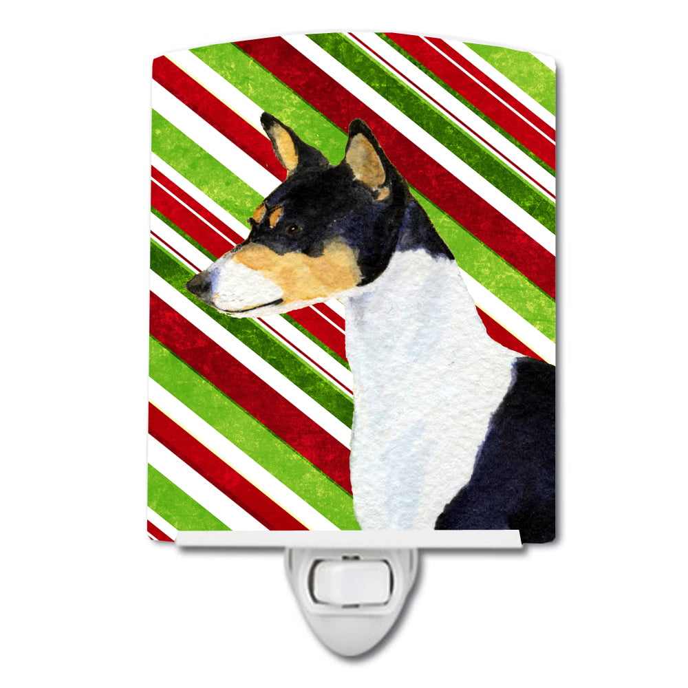 Basenji Candy Cane Holiday Christmas Ceramic Night Light