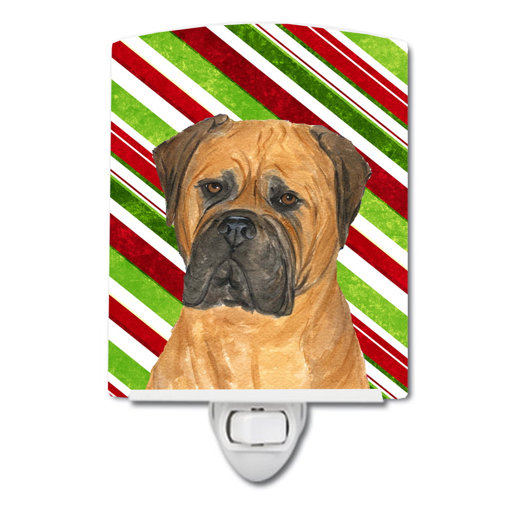 Bullmastiff Candy Cane Holiday Christmas Ceramic Night Light