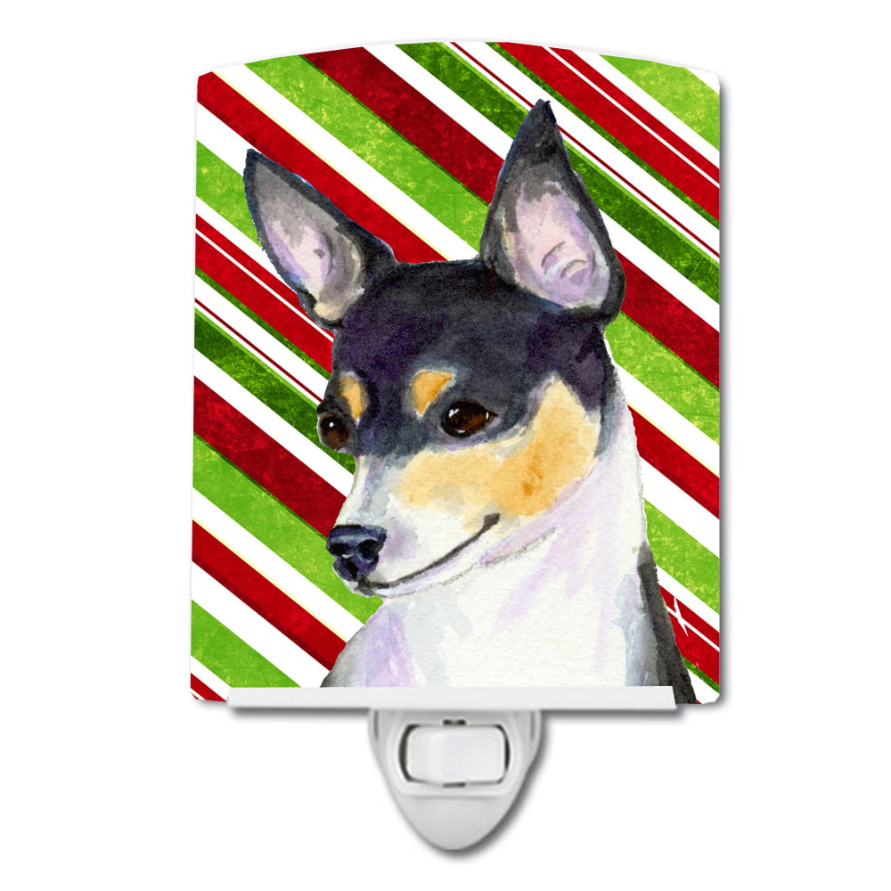 Chihuahua Candy Cane Holiday Christmas Ceramic Night Light