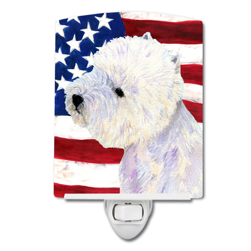 USA American Flag with Westie Ceramic Night Light