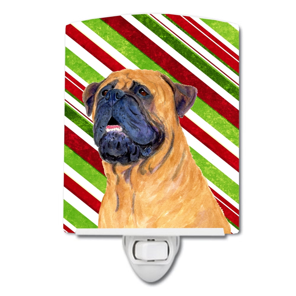 Mastiff Candy Cane Holiday Christmas Ceramic Night Light