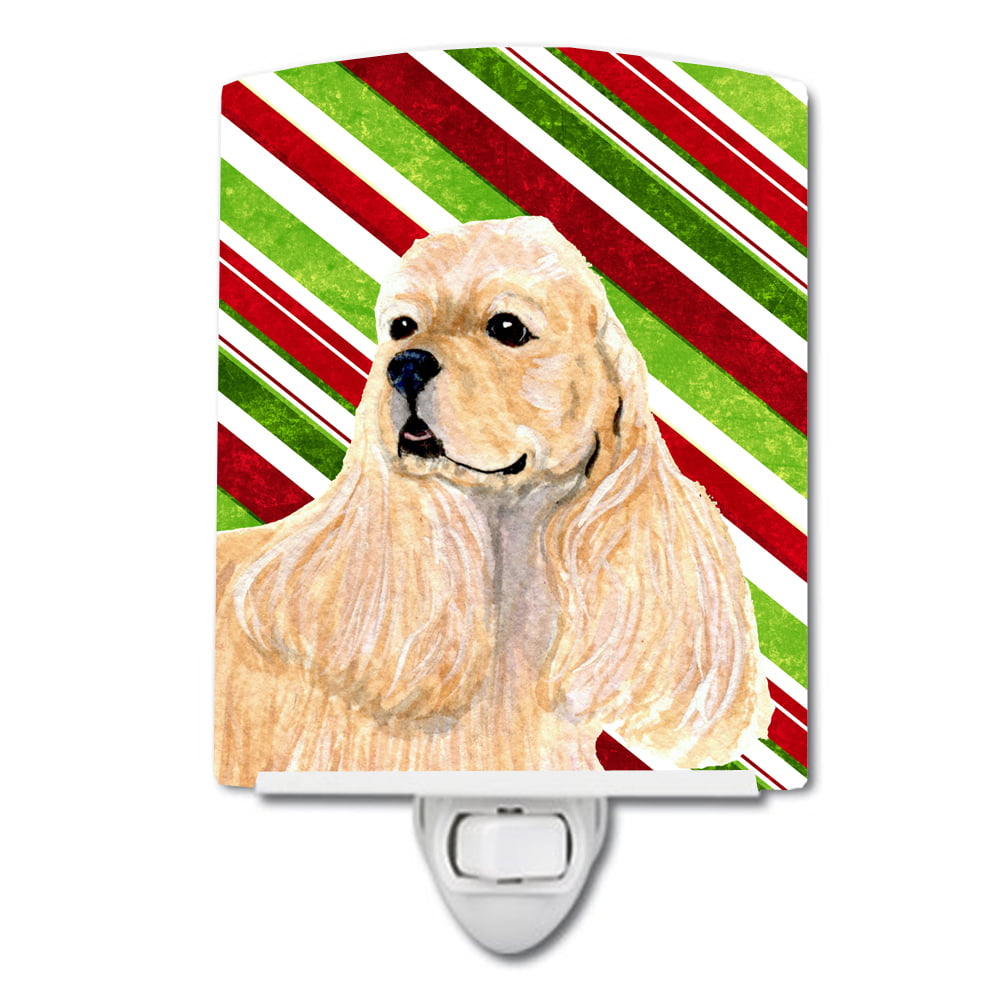 SS4591CNL Cocker Spaniel Candy Cane Holiday Christmas Ceramic Night Light