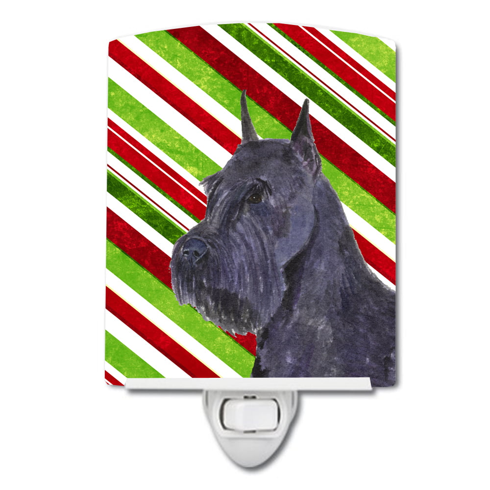 Schnauzer Candy Cane Holiday Christmas Ceramic Night Light
