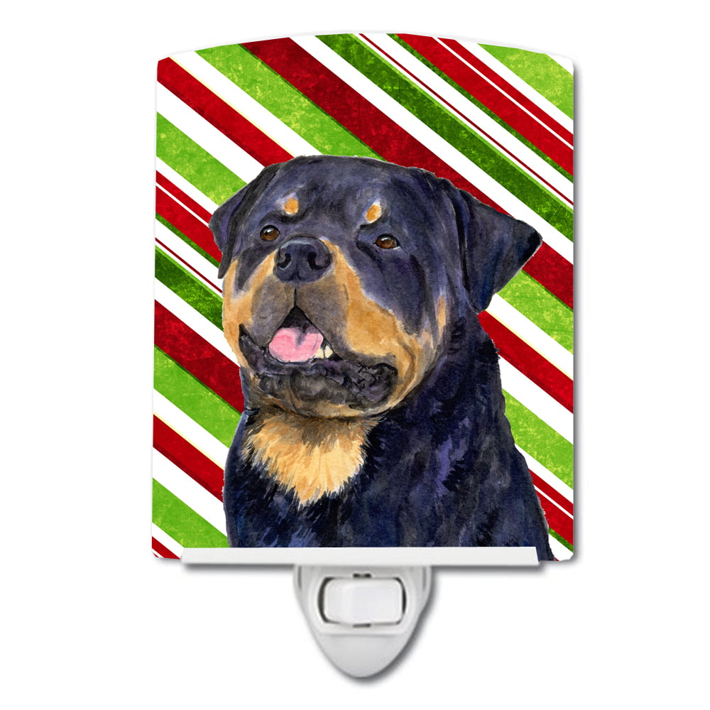 Rottweiler Candy Cane Holiday Christmas Ceramic Night Light