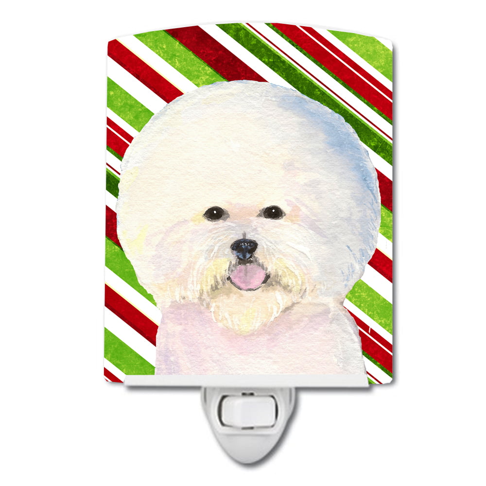 Bichon Frise Candy Cane Holiday Christmas Ceramic Night Light