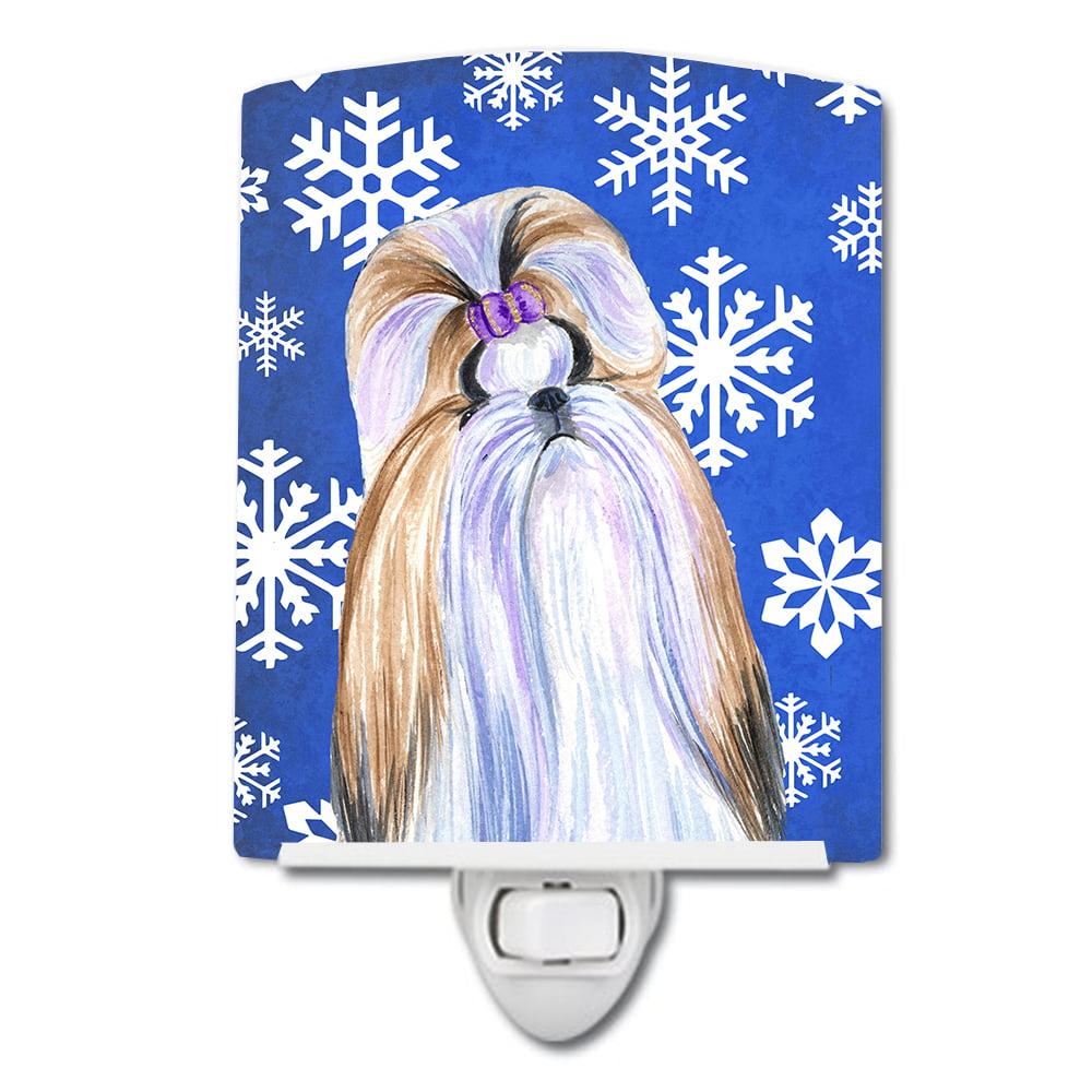 Shih Tzu Winter Snowflakes Holiday Ceramic Night Light