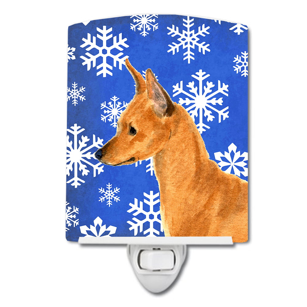 Min Pin Winter Snowflakes Holiday Ceramic Night Light
