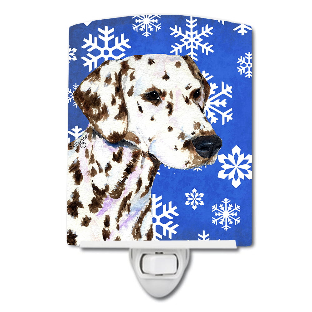 Dalmatian Winter Snowflakes Holiday Ceramic Night Light