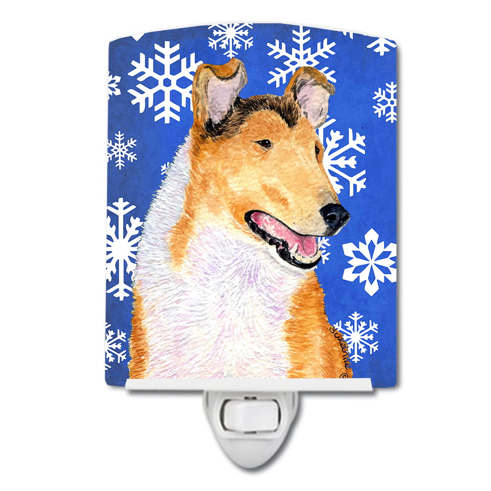 SS4608CNL Collie Smooth Winter Snowflakes Holiday Ceramic Night Light