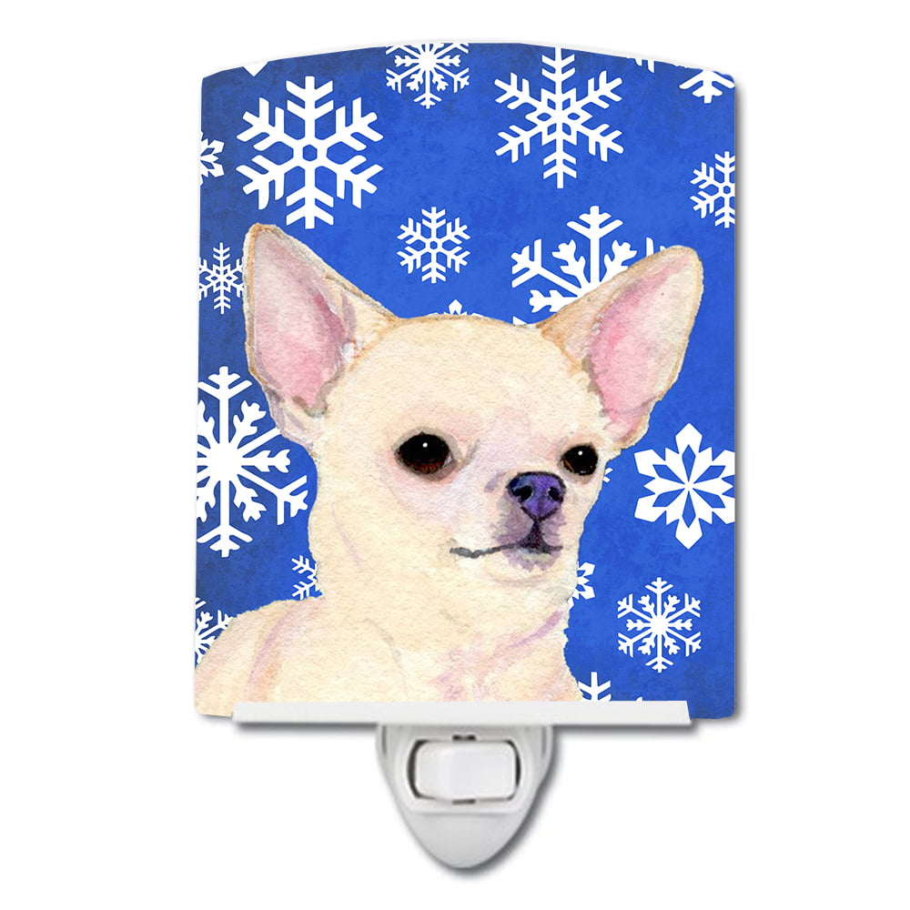 Chihuahua Winter Snowflakes Holiday Ceramic Night Light