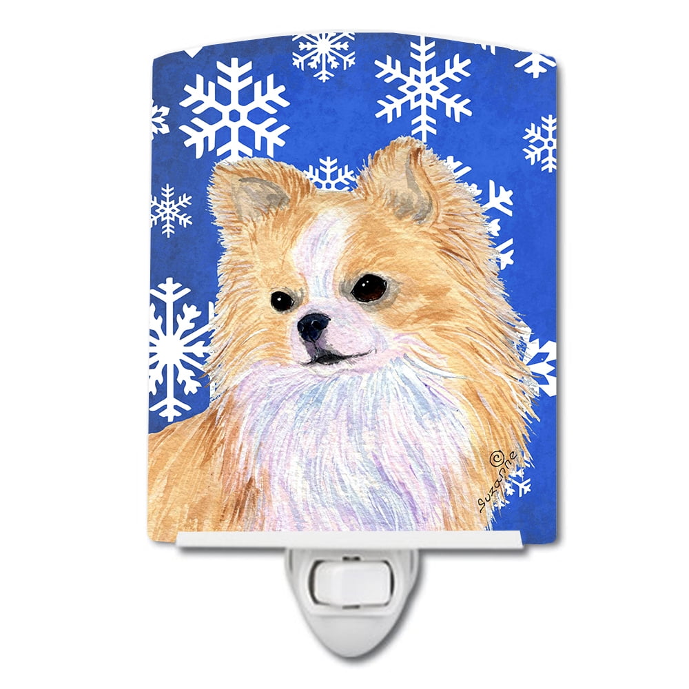 Chihuahua Winter Snowflakes Holiday Ceramic Night Light