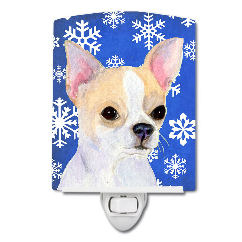 Chihuahua Winter Snowflakes Holiday Ceramic Night Light