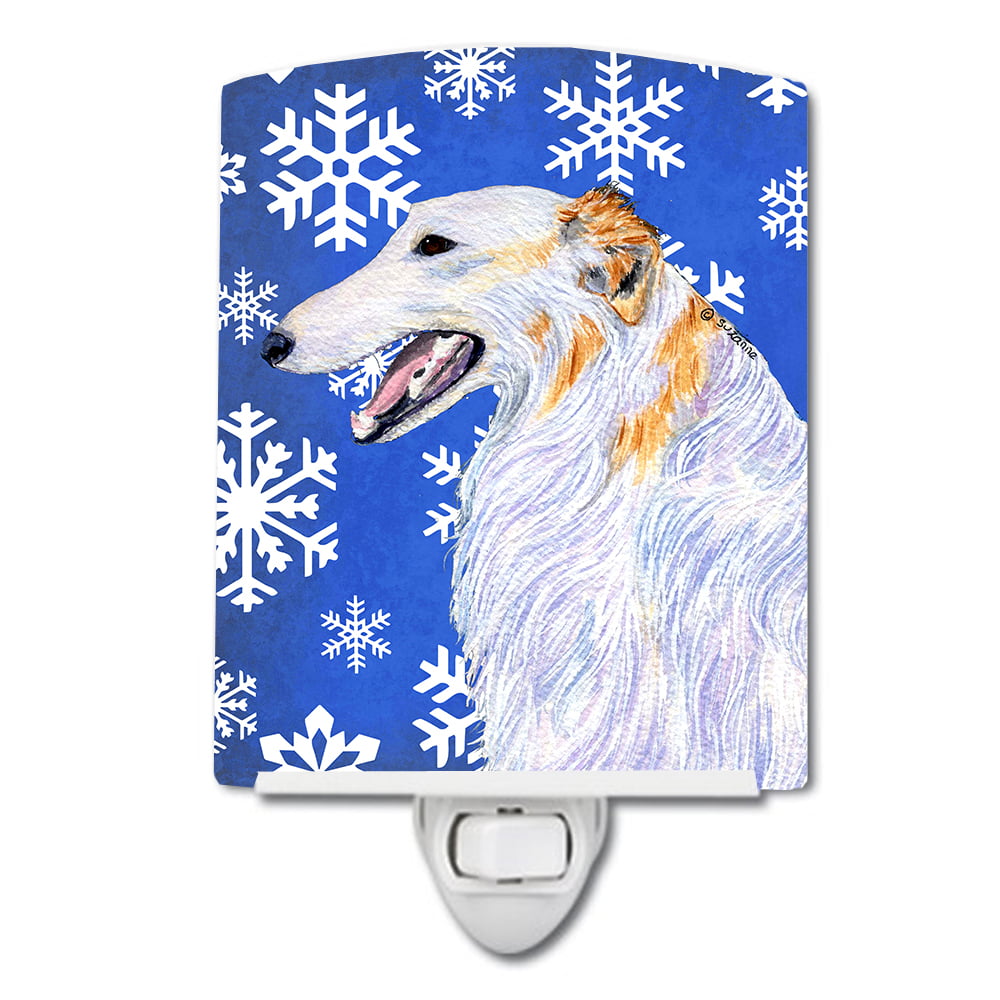 Borzoi Winter Snowflakes Holiday Ceramic Night Light