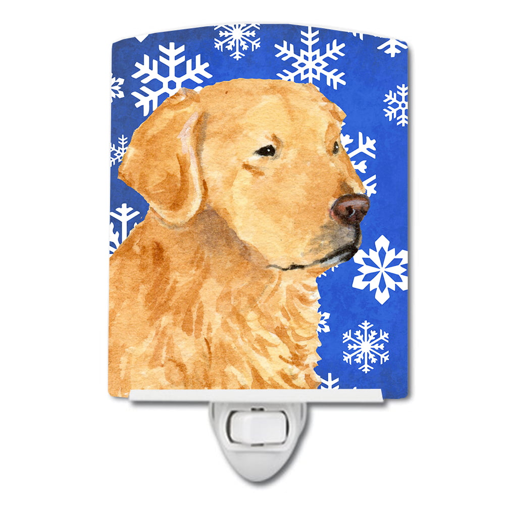 Golden Retriever Winter Snowflakes Holiday Ceramic Night Light