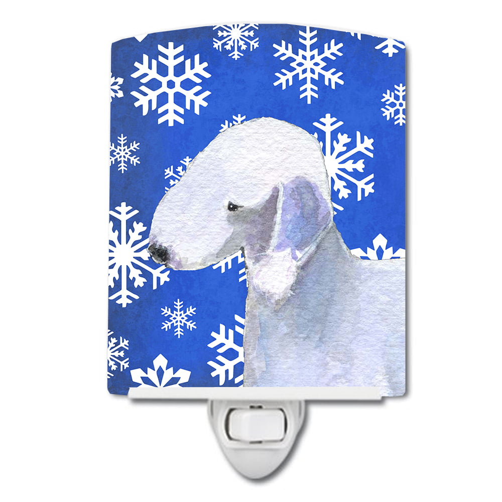 Bedlington Terrier Winter Snowflakes Holiday Ceramic Night Light